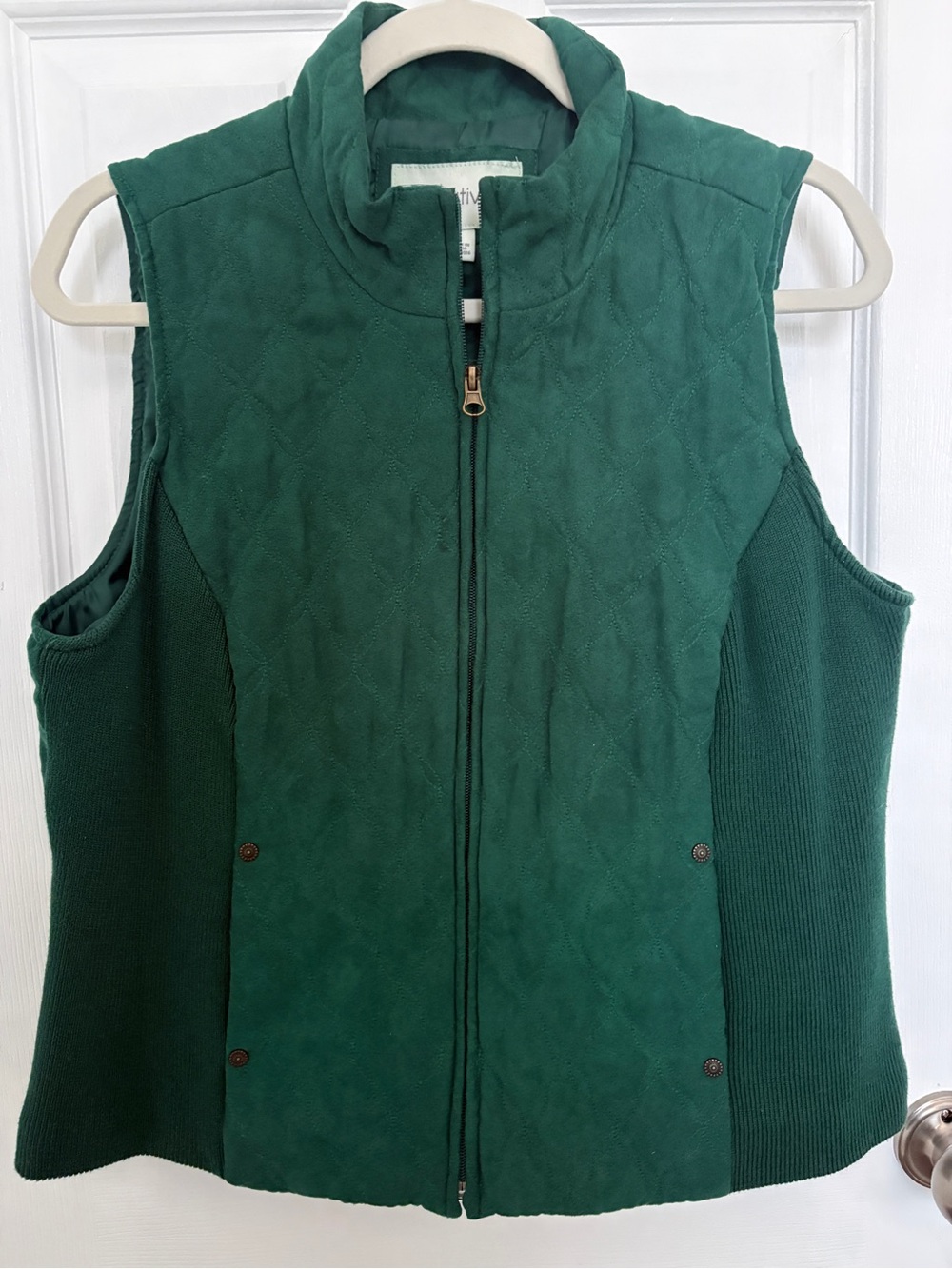 Relativity Deep Forest Green Quilted Zip-Up Vest #0368